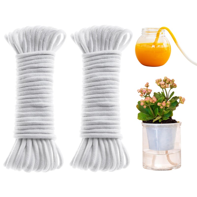ORIMERC 100 feet 1/4 inch Self Watering Rope Capillary Wick Automatic Waterer for Potted Plant Vacation Holiday Flower Sitter Hydroponic Passive Wicking Cord String Indoor Outdoor Garden System Device - Image 1